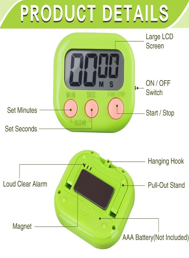 DISWALE 30 Pcs Digital Kitchen Timer Bulk, Magnetic Timers for Classroom, LCD Display, Loud Alarm, Electronic Minute Second Clock Timer for Teacher, Exercise, Cooking, Baking(6 Colors) - Image 3